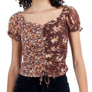 Crave Fame ruched paisley print bohemian crop top. NWT